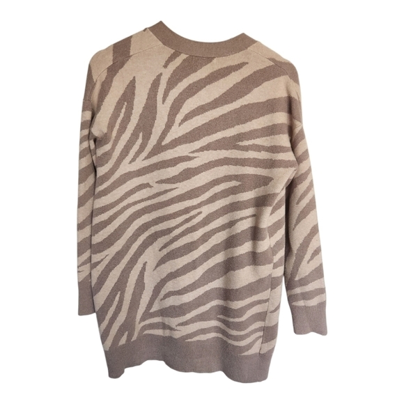 Cupcakes and Cashmere Long Zebra Print Cardigan Soft Long Sleeve Taupe Size S - Picture 2 of 3